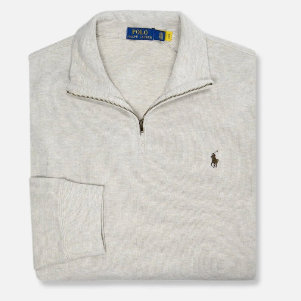 Polo‎ Ralph Lauren Quarter Zip Pullover Tan Heathered Oatmeal XXL
